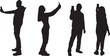 © Curto - vector, silhouette group of people taking a self-portrait with smartphone