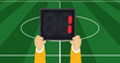 © marijaobradovic - Referee hold panel with stoppage time. vector