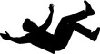 © salma - a man falling from sky into the air, vector silhouette, isolated white background