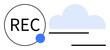 © robu_s - Blue circle, REC label, cloud icon, and simple lines represent data recording, storage, and transfer. Ideal for technology, cloud computing, data backup media security communication innovative