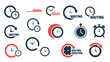 © Airwj - A set of various clock and timer icons illustrating concepts of waiting, delay, time management, and scheduling in a modern graphic design.