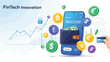© Jinbe - A smartphone with a wallet and various currencies