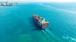 © Media  - Aerial view of the freight shipping transport system cargo ship container. international transportation Export-import business, logistics, transportation industry concepts