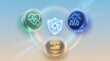 © ClipNova - Insurance and protection concept with glowing icons representing health security and financial savings for family and future