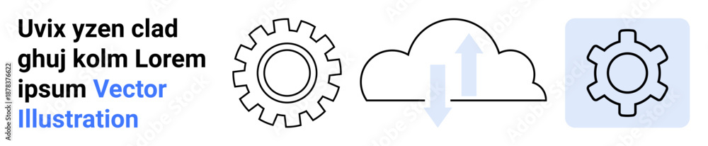 Gears and cloud representing data transfer, system optimization, and ...