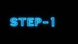 © Helpless life story - Neon counting step level text illustration. Neon next level number. Neon level up text on black background.