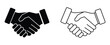 © BASAR BIN HABIB - Handshake icon vector, black and white thin line business handshake illustration, partnership trust agreement symbol for UI and branding.