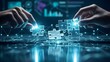 © Desmon - Hands assembling glowing digital puzzle pieces symbolizing problem solving and innovation
