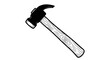 © Elena - Claw hammer hand tool illustration in black and white isolated