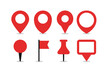 © Precious - Collection of red map pin icons and location markers on a white background
