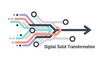 © Anyut Studio - Dynamic illustration depicting the convergence of multiple data streams into a singular, powerful digital transformation process, symbolizing innovation and progress.
