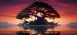 © landy - silhouette of banyan bonsai ,generative AI