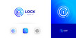 © artyway - Lock Logo Icon Cyber Security Data Information Technology, Key Fingerprint Protect System, Finger Print Access, Unique Keyhole, Digital Padlock, Network Safe, Line Sign Identity. Vector Illustration