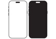 © Pure Solution - smartphone mockup with blank white screen in flat, line and realistic style, detailed mobile phone mockup, black and white models smartphone front view, model mobile phone iphone