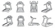 © vadymstock - A collection of eight treadmill illustrations in clean outline vector style, suitable for fitness and health-related projects