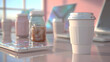 © Nattavee - scene with laptops, coffee cups, and holographic timelines, creative chaos balanced with focused productivity