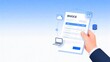 © Nicholas - Hand holding invoice with digital icons
