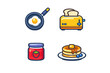 © Andrei - Breakfast Icons - Fried Egg, Toaster, Jam Jar, Pancakes