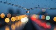 © RIO - Raindrops on Glass with Blurred City Lights Background.