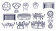 © Bilkis Islam - Outline Football Icons Collection Stadium Trophy Medal Ball Goal Fan Celebration Vector