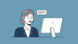 © Jersey - Woman Working on Computer with Speech Bubble.