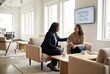 © Leo Rohmann - Emotional support session between two women discussing mental health strategies in a serene office setting focusing on positive mental health advocacy and personal growth