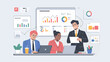 © srdesignhouse - Diverse team collaborating around data charts and laptops in office business meeting teamwork