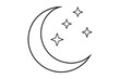 © Pinak - crescent moon with stars line art silhouette vector illustration