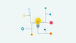 © Laila - This illustration depicts innovation and idea generation through a connected digital circuit and light bulb concept. The visual represents creativity, technology, and problem-solving working together.