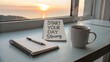 © AffiqAGhafar - Notebook and Coffee: A Fresh Morning Start with Inspiring Quote