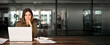 © insta_photos - Happy busy mature business woman entrepreneur in office using laptop at work, smiling professional middle aged female company executive manager working looking at computer at workplace.