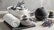 © budhe - Serene spa setup with stones, lavender, and towel