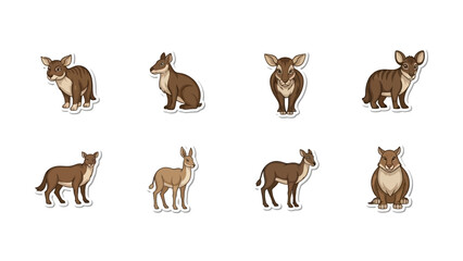  Collection of diverse cartoon wild ungulates on white background