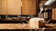 © Bounpaseuth - Sake pouring into a wooden box cup (Masu), overflowing splash, dynamic shot. copy space for text