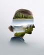 © Achirawee - Double exposure human profile and abstract emotion landscape, mental health concept, clean background, copy space
