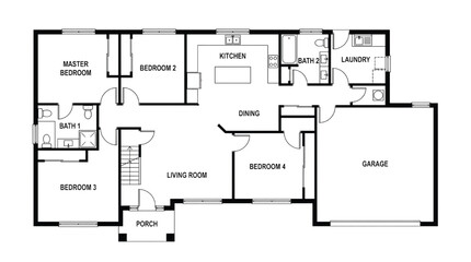Naklejka na meble Modern four bedroom house floor plan with garage