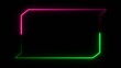 © My studio - Rectangular neon frame with bright green bottom and magenta corners and edges on a dark Generate title without using the word 'Title:' before it. background