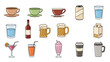 © Pemudasetempat - Assorted Beverage Icons Featuring Coffee, Tea, and Cocktails.