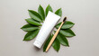 © fia - Embrace nature's blend for fresh breath eco-friendly toothpaste and sustainable bamboo toothbrush with vibrant green leaves