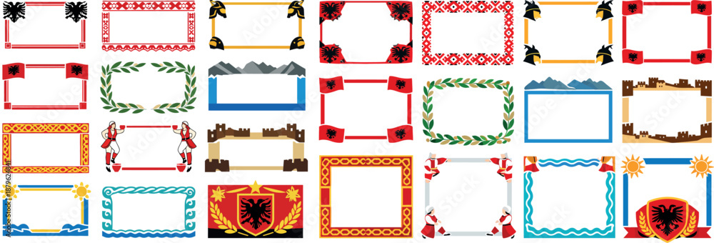 Albanian Decorative Frames for Graphic Design and Creative Projects