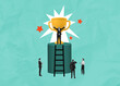 © ImageFlow - Business leadership concept showing a person at the top holding
