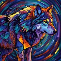 Naklejka na meble Colorful Wolf Illustration. (1)