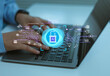 © Kanokwan - Artificial intelligence cybersecurity concept, businessman using laptop digital lock icon accessing secure data protection AI network  system data encryption cloud computing technology  solution