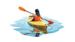 © Maureen - Geometric kayaker navigating tranquil waters in a bright yellow canoe