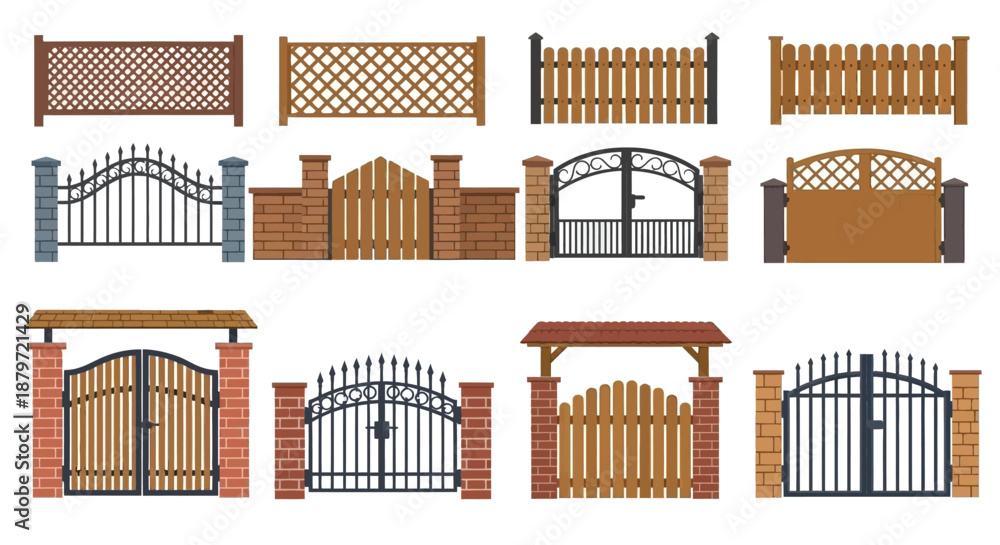 Various types of gates and fences in different designs and materials ...