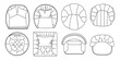 © Creative_Juice_Art - Black and white line art illustration of chair and armchair top view designs, ideal for interior design, architecture, and floor plans.