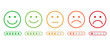 © pics3 - Outline emoji faces with five star rating bars showing customer satisfaction levels from happy to unhappy feedback