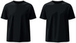 © Luki - Two black short-sleeved t-shirts on a white background, product display with creased fabric.