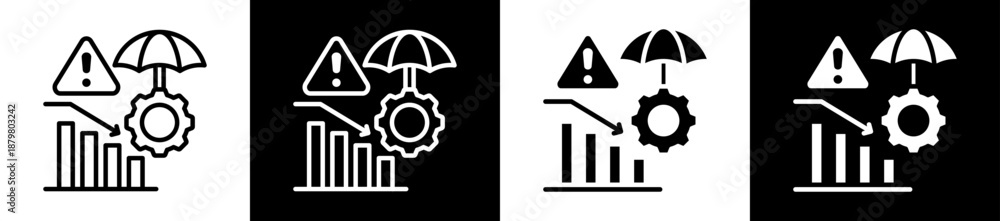 Mitigate Risk Button Risk Mitigation Icon Set In Black And White Filled Style Collection ...