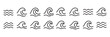 © Daishin - Water waves icon set. Three parallel wavy lines symbolizing waves or water flow vector illustration. Simple sea ripple pictogram symbol. Clean water sign. Minimalist wave pictogram.